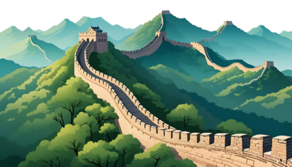 Illustration of the Great Wall of China in a Circular Design png