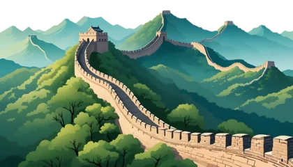 Poster Illustration of the Great Wall of China in a Circular Design png