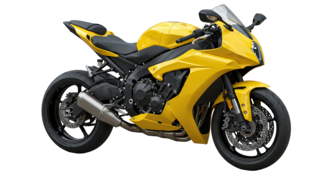 Isolated Yellow Motorcycle
