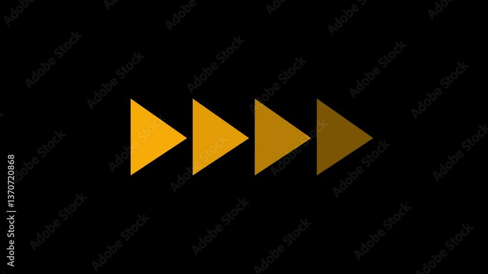Poster fast forward yellow symbols icon symbol animation on black background. fast forward sign moving forw