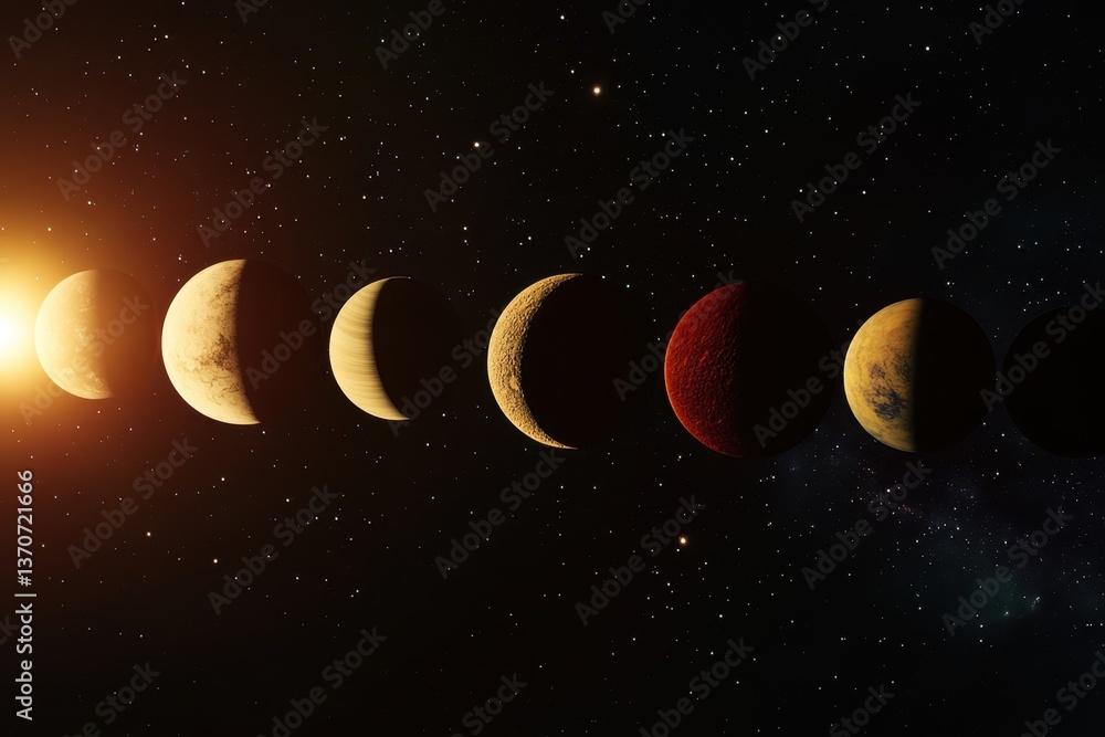 Poster exploring the planetary alignment of the solar system in the vast universe