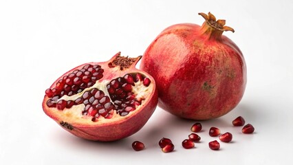 A red pomegranate on a pure white background
