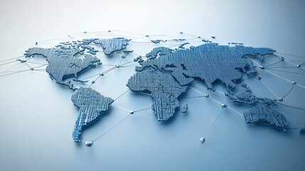 interactive blockchain nodes connecting global financial transactions selective focus, focus on connectivity dynamic, blend mode over a digital world map