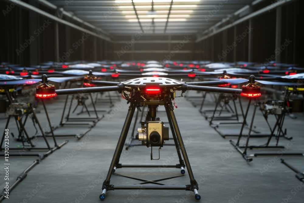 Poster drones equipped for precision tasks in a high-tech facility