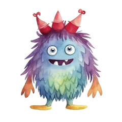 Fototapeta premium monster cute watercolors illustration on white background