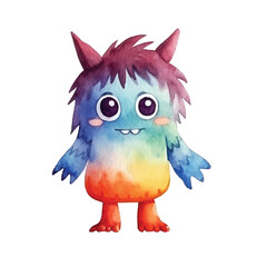 monster cute watercolors illustration on white background