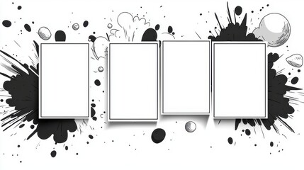 Classic comic book layout with five evenly spaced empty panels, designed for graphic novel creation and artwork insertion.