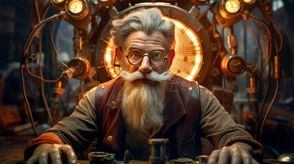 Obraz premium mad professor inventor engineer