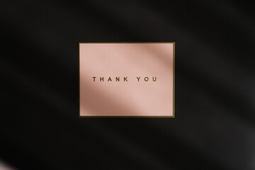 Thank you business card template. Elegant luxury black minimalistic design with refined ray of...
