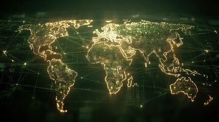 a holographic network displaying safe online practices for global users close up, focus on connectivity futuristic, multilayer against a glowing map