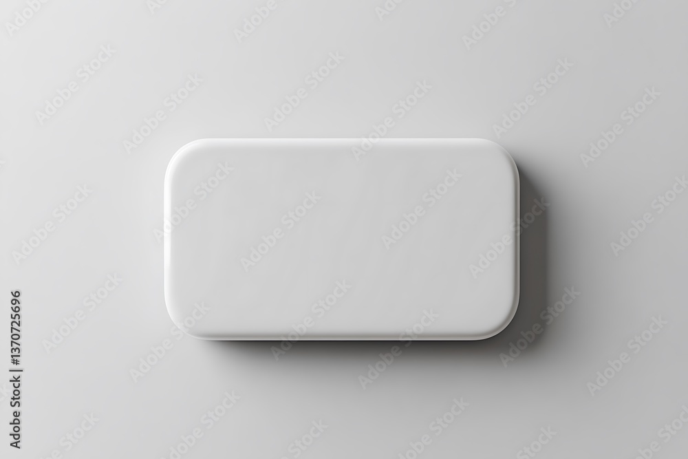 Poster blank white rounded rectangle shape object, simple isolated design on white backdrop