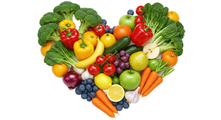 Isolated Heart Shape Made of Fruits and Vegetables