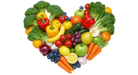 Isolated Heart Shape Made of Fruits and Vegetables