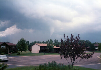 Circa 1986 - Minneapolis, Minnesota: The famous July 18 1986 Fridley tornado touches down, as seen...
