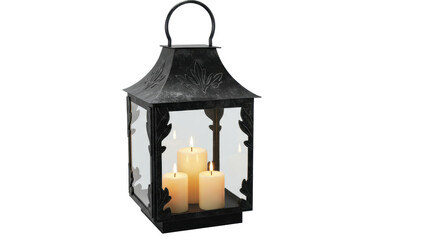 Isolated Black Lantern with Candles © Leon