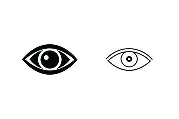 Two Eye Icons Solid and Outline, Visual Perception, Sight Symbols
