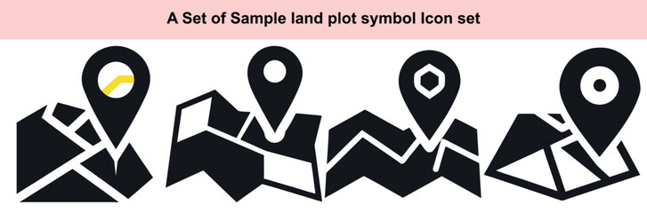 Land Plot Map Pointer Icon Set