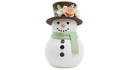Isolated Snowman with Top Hat and Scarf