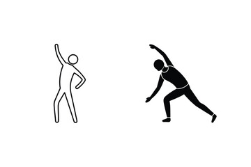 Simple Stretching Exercises Line Art and Solid Icons for Fitness