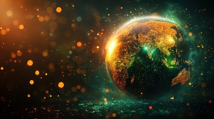 Obraz premium a virtual infographic displaying online safety tips for global users selective focus, focus on awareness whimsical, overlay over a colorful network map