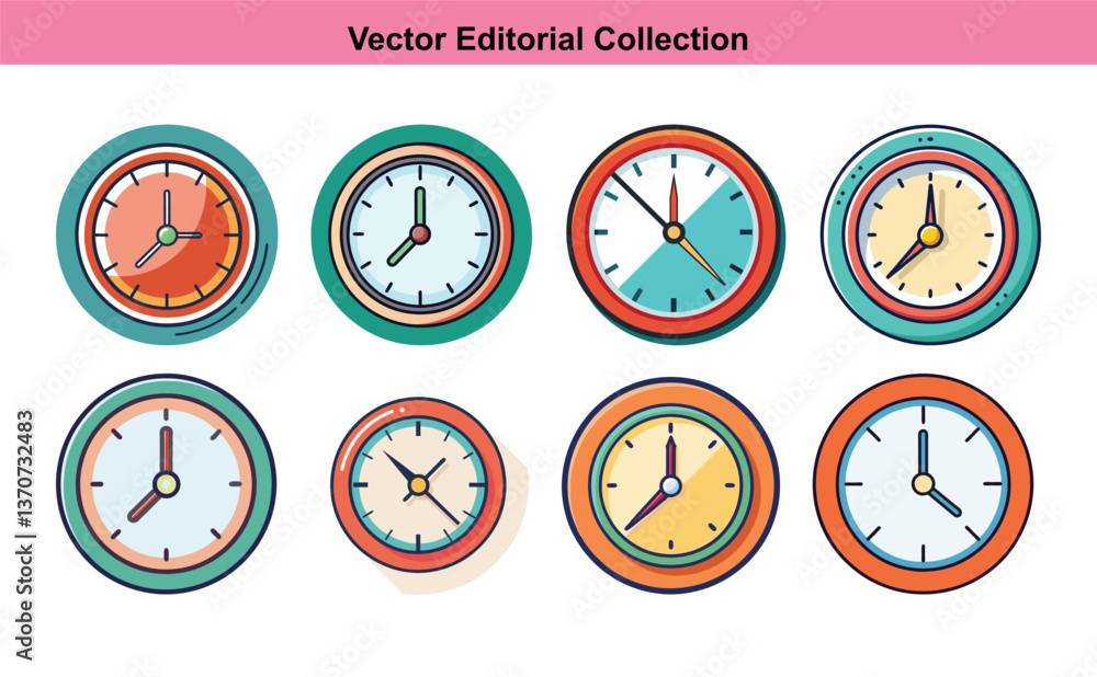 Aufkleber colorful vector clock collection with various designs, a collection of colorful vector clocks featur