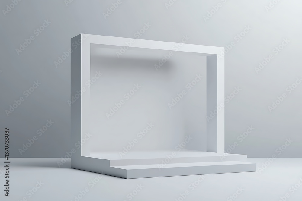 Poster minimalist geometric structure with steps on white background in studio shot