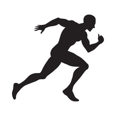 Running a men vector isolated silhouette white background.