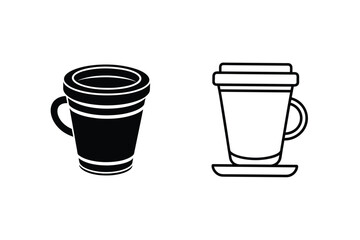 Coffee Cup Icons Disposable and Reusable Drinkware Designs
