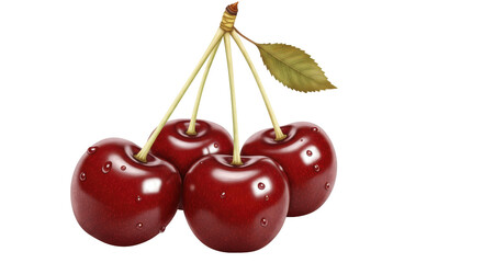 Isolated Group of Ripe Cherries