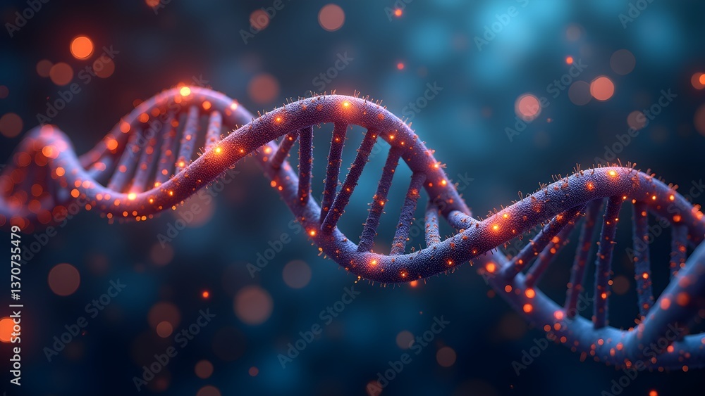 Poster abstract dna strand illustration with double helix structure on dark backdrop