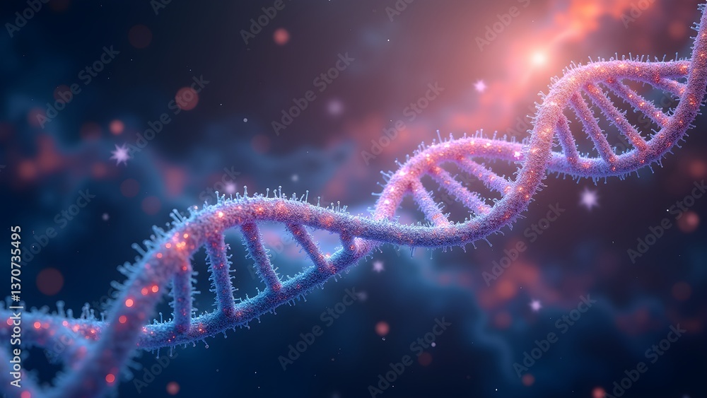 Poster detailed 3d rendering of dna double helix structure for scientific and medical visualization and res