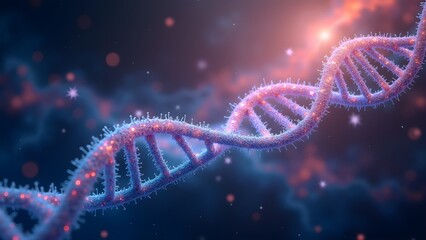 Detailed 3D Rendering of DNA Double Helix Structure for Scientific and Medical Visualization and Research