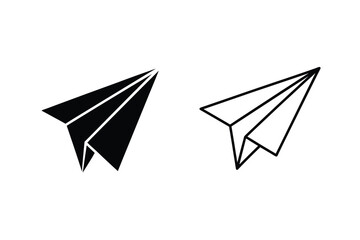 Paper Airplane Icons Solid, Outline, Flight, Message, Symbol