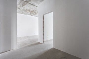 interior of the apartment without decoration in gray colors. rough finish