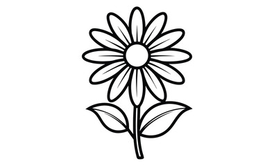 Beautiful daisy flower silhouette, beautiful monochrome, black and white daisy flower 