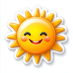 Smiling sun sticker with cheerful cartoon face

