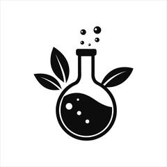 Minimalist Flask with Herbal Elements Logo Design