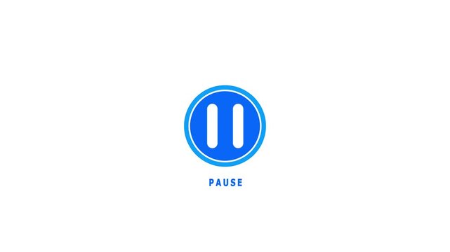 pause button in circle, video pose or play button sign. simple logotype animation background.