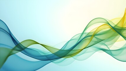 Naklejka premium Abstract flowing waves background in shades of blue, green, and yellow for modern designs.