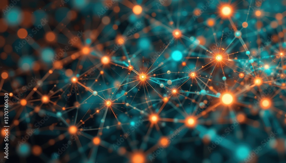 Poster abstract digital network teal and orange connection web design