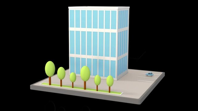 Bank Building Pop-Up Animation Black Screen