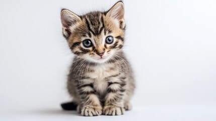 Adorable Kitten Sitting on White