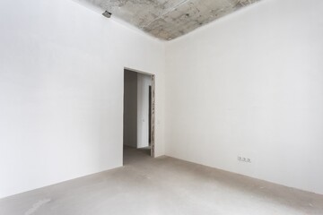interior of the apartment without decoration in gray colors. rough finish