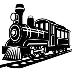 Vector illustration of a train silhouette on white background