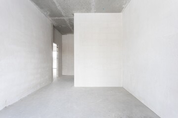 interior of the apartment without decoration in gray colors. rough finish