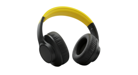 Isolated Black and Yellow Headphones
