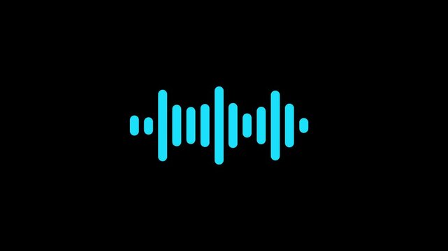 Sound wave icon, podcast player interface, music symbol, sound wave. Microphone sound icon animation.Audio voice message wave with play button on transparent background in messenger