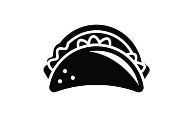 Taco icon vector silhouette, taco icon illustration, taco silhouette vector 