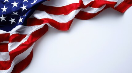American flag displayed elegantly against a white background, capturing patriotic spirit and symbolism of freedom and unity