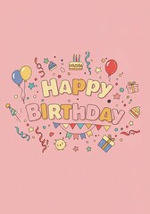 Fototapeta premium Celebrating Happy Birthday: A joyful and colorful scene of 